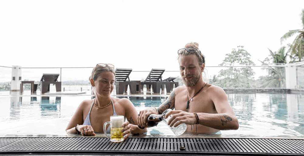 Guests enjoying drinks in the pool
